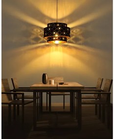 Globo 15448H1 Függeszték fém fekete váz, fekete-arany textil ernyővel, akril -kristály dekor gyöngyökkel. Ø:400, M:1400, fényforrás nélkül 1xE27 60W 230V