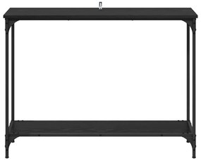 Konzolasztal polcokkal Musta tammi 101 x 30.5 x 75 cm Faanyag
