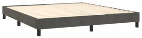 sötétszürke bársony rugós és LED-es ágy matraccal 160x200 cm