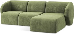 Zöld zsenília sarokkanapé (jobb oldali-heverő résszel) Lani – Makamii