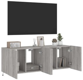2 db szürke sonoma fali TV-szekrény LED-ekkel 60x35x41 cm