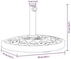 félkör alakú napernyőtalp rúdhoz Ø38 / 48 mm 9 kg