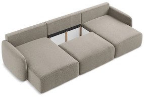 Bézs kinyitható-tárolóhelyes sarokkanapé Kalena – Makamii