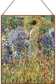 Frederick Carl Frieseke - Lady in a Garden üvegkép, falikép