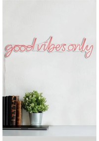 Műanyag LED-es fali dekoráció, Good Vibes Only - Pink
