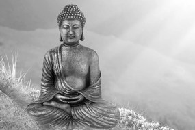 Kép Buddha szobor fekete fehérben