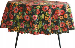 Abrosz Foltálló Fekete Kör 90 CM Kerek Pipacs Virágok Piros