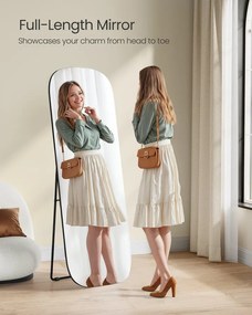 Teljes alakos tükör, állótükör lekerekített sarkokkal, fekete