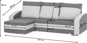 KING Kinyitható sarokkanapé Világosszürke/zöld