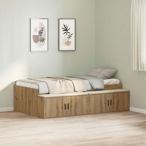 Ágykeret tárolóval tárolóval kézműves tölgy 80 x 200 cm Faanyag