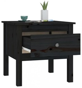 2 db fekete tömör fenyőfa kisasztal 50 x 50 x 49 cm