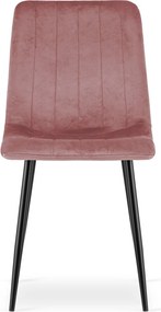 Rózsaszín étkezőszék LAVA bársony fekete lábakkal