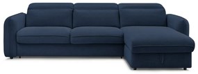 Sötétkék kinyitható sarokkanapé (variálható) Achille – Bobochic Paris
