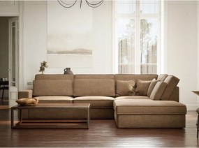 Világosbarna zsenília sarokkanapé (jobb oldali-L alakú) Kirou – Maison de Rêve