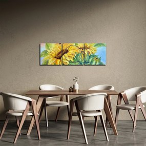 Virágzó napraforgó képe (órával) (90x30 cm)