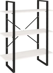 vidaXL háromszintes fehér tömör fenyőfa könyvszekrény 80 x 30 x 105 cm