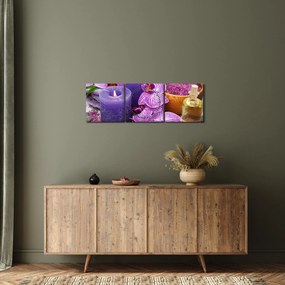 Orchideák és gyertyák képe (órával) (90x30 cm)