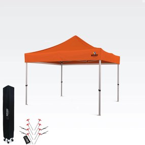 Kerti Pavilon Összecsukható 3x3m | Prémium UV/PVC Védelem | Stabilis BRIMO | Gyors Összecsukás Szerszám Nélkül - falak nélkül - Narancs