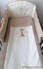 4 részes babaágynemű szett - Bézs pöttyös - Zoé zsiráf - bébi méret AZONNAL VIHETŐ