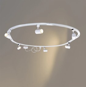 Modern sínrendszer 6 fehér spotlámpával, 1 fázisú ovális 100 cm - Iconic Jeana