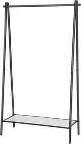 Ruhaállvány alsó polccal, fekete 92x33x153cm