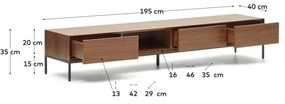 Natúr színű TV-állvány diófa dekorral 195x35 cm Vedrana – Kave Home