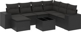 vidaXL 8 részes fekete polyrattan kerti ülőgarnitúra párnákkal