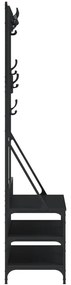 fekete ruhafogas cipőpolccal 100x40x184 cm