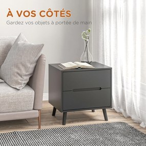 HOMCOM Éjjeliszekrény 2 Fiókkal, Modern Stílus a Hálószobába és Nappaliba, 50 x 40 x 50,5 cm, Fekete | Aosom