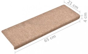 10 db krém tűlyukasztott lépcsőszőnyeg 65x21x4 cm