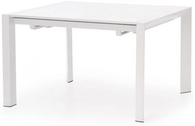 Asztal Houston 124Fényes fehér, 76x80x130cm, Hosszabbíthatóság, Közepes sűrűségű farostlemez, Fém