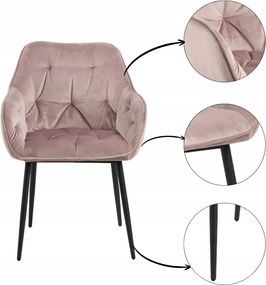 Rózsaszín Szék kárpitozott Fotel irodai nappaliba Brooke karfával