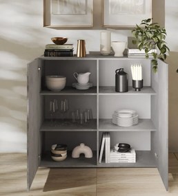 SNAKE kétajtós komód, antracitszürke testtel és antracitszürke, díszített mintázatú előlapokkal