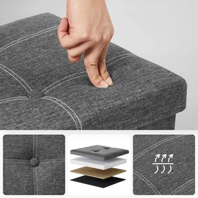 Puff, tároló pad összecsukható ülés ottomán 110x38x38 cm, sötétszürke