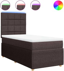vidaXL sötétbarna szövet rugós ágy matraccal 90 x 190 cm