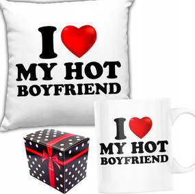Karácsonyi Ajándék Szett Párna Bögre I Love My Hot Boyfriend Doboz