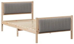 Ágykeret fejtámlával Barna és taupe 100 x 200 cm Tömör fenyőfa