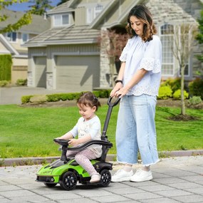 AIYAPLAY Ride-on autó tolókarral, 2 az 1-ben Ride-on jármű kormánykerékkel, kürttel, lábtartóval, üléstárolóval, zöld