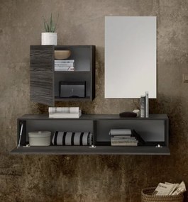 STEEL Fali szekrény, kisméretű, 1 ajtós, fekete, laminált