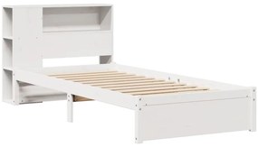 fehér tömör fenyőfa könyvespolcos ágy matrac nélkül 90 x 190 cm