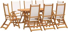 vidaXL 9 részes tömör akácfa és textilén kerti étkezőgarnitúra