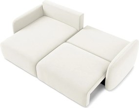 Krémszínű bársony kinyitható-tárolóhelyes sarokkanapé (bal oldali-heverő résszel) Kalena – Makamii