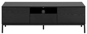 Fekete TV-állvány kőrisfa dekorral 140x45 cm Seaford - Actona