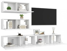 vidaXL 4 részes fehér szerelt fa TV-szekrényszett