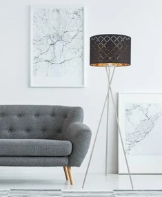 Globo 15229S1 Állólámpa textil, fekete-arany, kábel 1,8 m, Schalter, ø: 620, H:1580, exkl. 1xE27 60W 230V