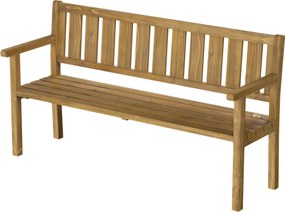 Outsunny 3 személyes kültéri fapad, időjárásálló, támlával és karfával, 360 kg teherbírás, kert/erkély/terasz — 167 x 57 x 93 cm, teak | Aosom