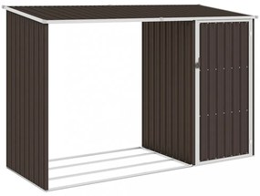 barna horganyzott acél kerti tűzifatároló 245 x 98 x 159 cm