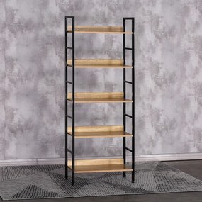 Intenso Home 5 szintes nyitott könyvespolc 60 x 160cm (Sonoma tölgy) | Univerzális tároló állvány fém lábakkal