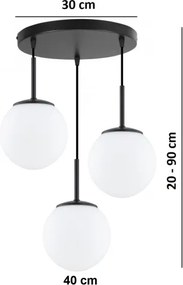 Brilagi - MILO kábeles függeszték 3xE27/60W/230V fekete