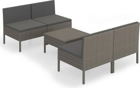vidaXL 5 részes szürke polyrattan kerti ülőgarnitúra párnákkal